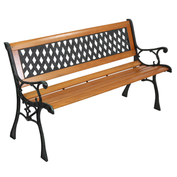 49\\" Garden Bench Patio Porch Chair Deck Hardwood Cast Iron Love Seat Weave Style Back