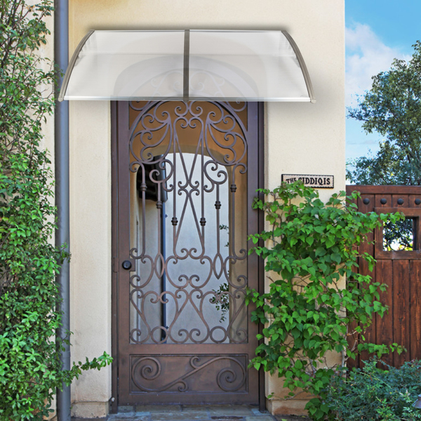 190 x 95 Household Application Door & Window Awnings Canopy Silver & Gray Bracket