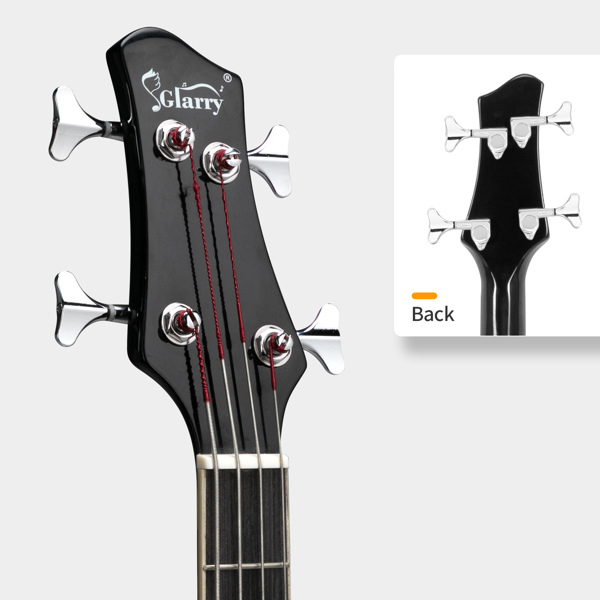 [Do Not Sell on Amazon] Glarry GMB101 4 string Electric Acoustic Bass Guitar w/ 4-Band Equalizer EQ-7545R Black