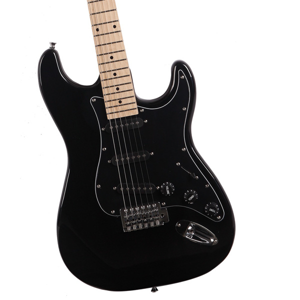 [Do Not Sell on Amazon]Glarry GST Stylish Electric Guitar Kit with Black Pickguard Black