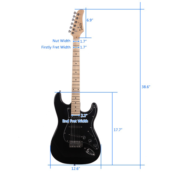 [Do Not Sell on Amazon]Glarry GST Stylish Electric Guitar Kit with Black Pickguard Black