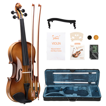 [Do Not Sell on Amazon] Glarry GV406 4/4 Acoustic Violin Kit Natural w/Square Case, 2 Bows, 3 In 1 Digital Metronome Tuner Tone Generator，Extra Strings and Bridge