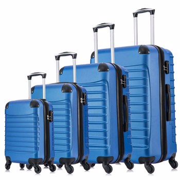 4 Piece Set Luggage Expandable Suitcase Expandable ABS Hardshell Lightweight Spinner Wheels (18/20/24/28 inch), Dark Blue