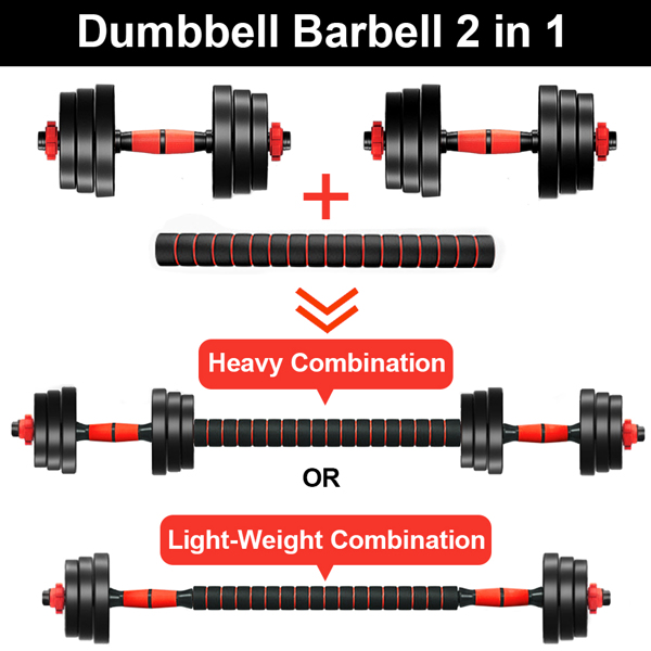 44 LBS Adjustable Dumbbell Sets Barbell Weight Set for Home Gym, 2 in 1 Dumbellsweights Set for Men and Women