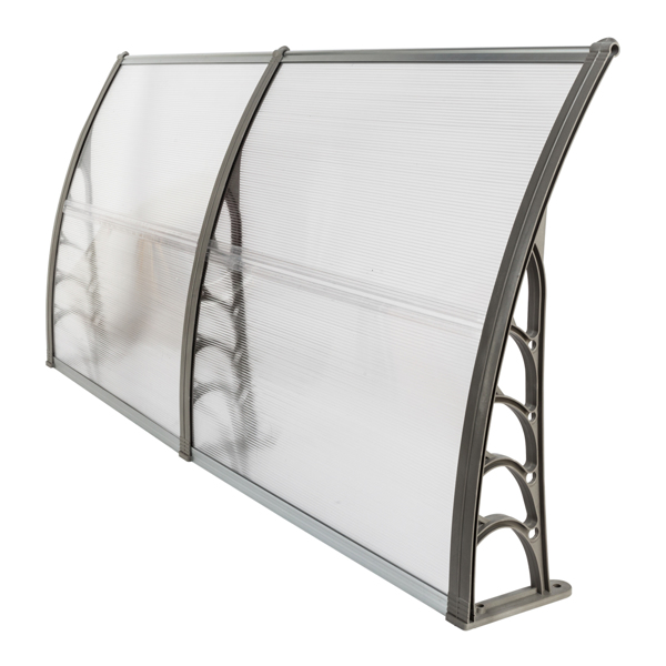 190 x 95 Household Application Door & Window Awnings Canopy Silver & Gray Bracket