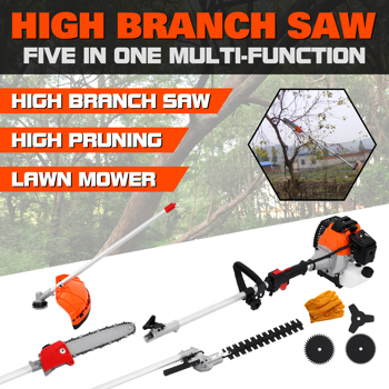 Iglobalbuy 52cc 5 in 1 Multifunction Trimming Tools Grass Cutter String Trimmer Brush Cutter 2 Cycle Gas Hedge Trimmer Pole Saw with Extension Pole Chainsaw Earmuffs CE Certificate
