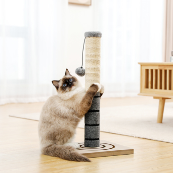 Cat Tree Scratcher Plush Pole Interactive Toys With Sisal Rope Scratching Post Dangling Ball Cat Activity Centre For Kittens