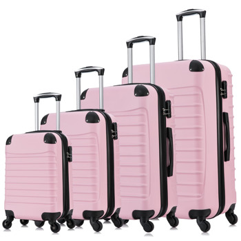4 Piece Set Luggage Expandable Suitcase Expandable ABS Hardshell Lightweight Spinner Wheels (18/20/24/28 inch), Pink