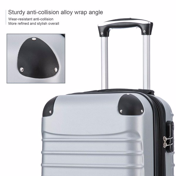 4 Piece Set Luggage Expandable Suitcase Expandable ABS Hardshell Lightweight Spinner Wheels (18/20/24/28 inch), Silver