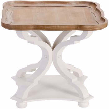Knight Home Elizabeth French Country Accent Table with Octagonal Top, Natural + Distressed Black