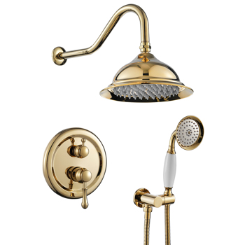 8 inches Concealed Shower System-2 Mode Filtering Shower Head-Easy Installation-Golden