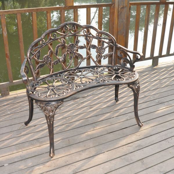 38.5" Cast Aluminum Outdoor Courtyard Decoration Park Leisure Rose Chair