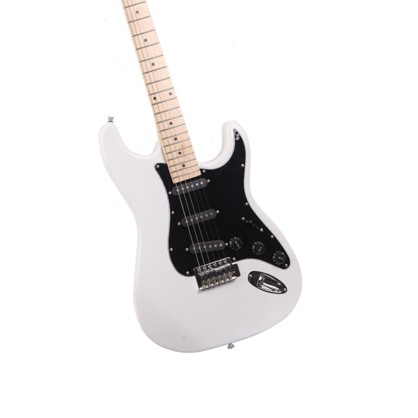 [Do Not Sell on Amazon] Glarry GST Stylish Electric Guitar Kit with Black Pickguard White