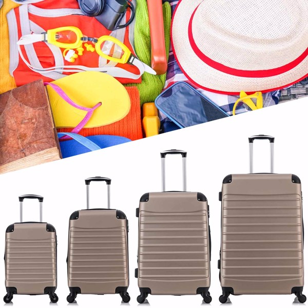 4 Piece Set Luggage Expandable Suitcase Expandable ABS Hardshell Lightweight Spinner Wheels (18/20/24/28 inch), Champagne