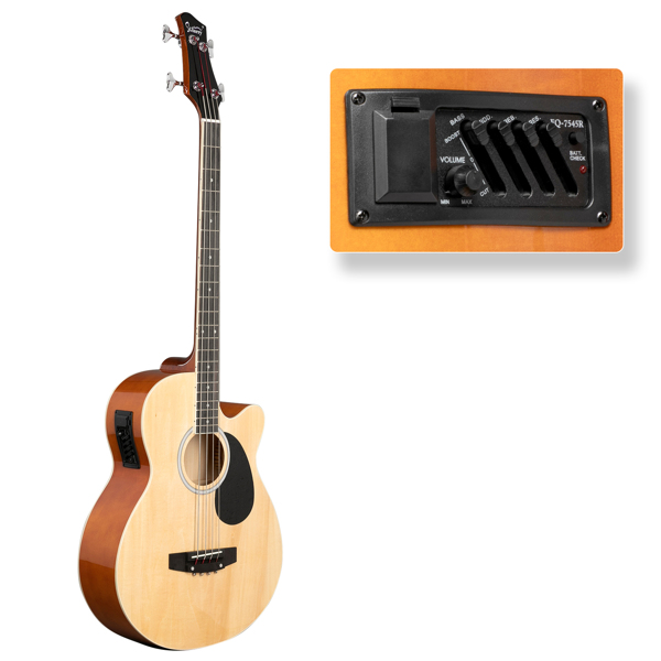 [Do Not Sell on Amazon] Glarry GMB101 4 string Electric Acoustic Bass Guitar w/ 4-Band Equalizer EQ-7545R Burlywood