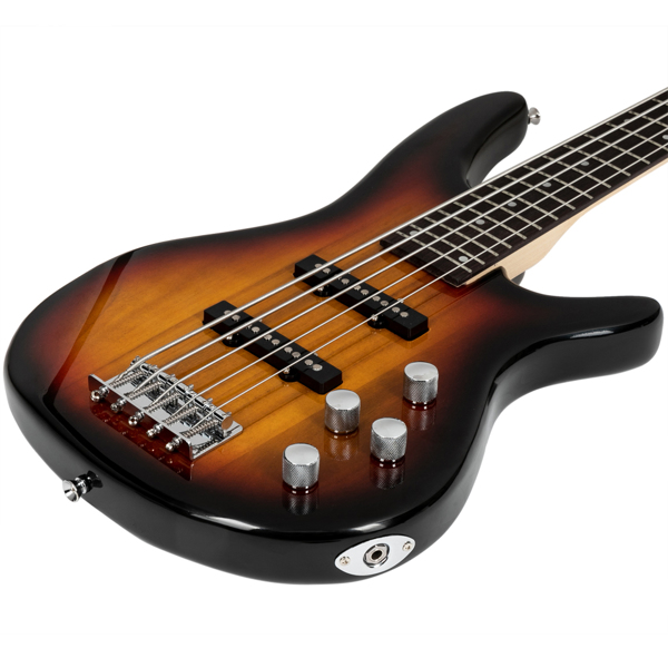 [Do Not Sell on Amazon]Glarry GIB 5 String Full Size Electric Bass Guitar SS Pickups and Amp Kit for The Experienced Player Sunset Color