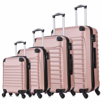 4 Piece Set Luggage Expandable Suitcase Expandable ABS Hardshell Lightweight Spinner Wheels (18/20/24/28 inch), Rose Gold