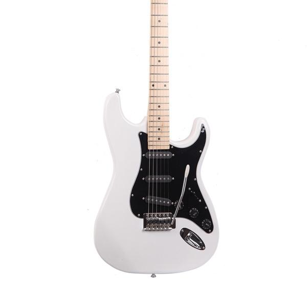 [Do Not Sell on Amazon] Glarry GST Stylish Electric Guitar Kit with Black Pickguard White