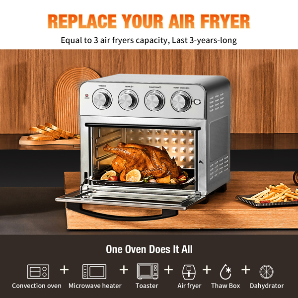 Geek Chef Air Fryer Toaster Oven, 6 Slice 24QT Convection Airfryer Countertop Oven, Roas, Broil, Reheat, Fry Oil-Free, Stainless Steel, Silver, 1700W.Banned from selling on Amazon