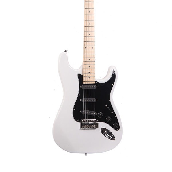 [Do Not Sell on Amazon] Glarry GST Stylish Electric Guitar Kit with Black Pickguard White