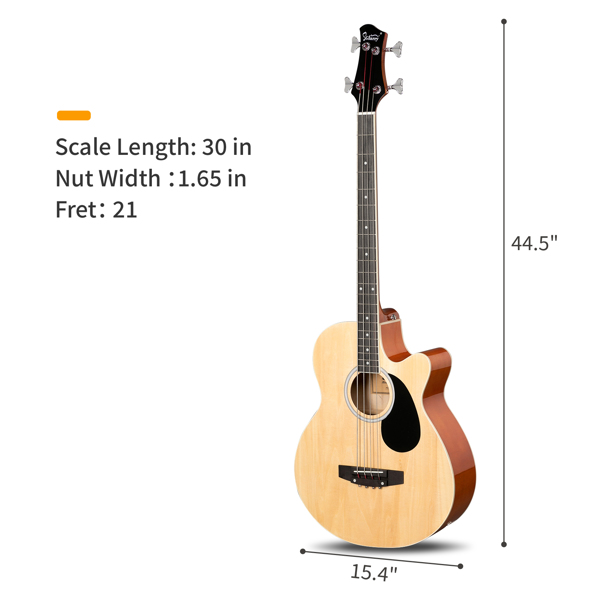 [Do Not Sell on Amazon] Glarry GMB101 4 string Electric Acoustic Bass Guitar w/ 4-Band Equalizer EQ-7545R Burlywood