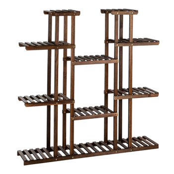 Artisasset 6-Story 11-Seat Indoor And Outdoor Multifunctional Carbonized Wood Plant Stand