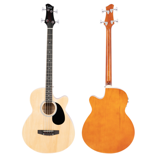 [Do Not Sell on Amazon] Glarry GMB101 4 string Electric Acoustic Bass Guitar w/ 4-Band Equalizer EQ-7545R Burlywood