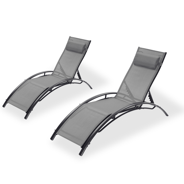 2PCS Set Chaise Lounges Outdoor Lounge Chair Lounger Recliner Chair For Patio Lawn Beach Pool Side Sunbathing [Weekend can not be shipped, order with caution]