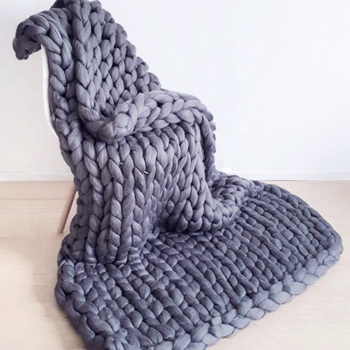 Chunky Knit Blanket Handmade Knitting Warm Knitting Throw Blanket