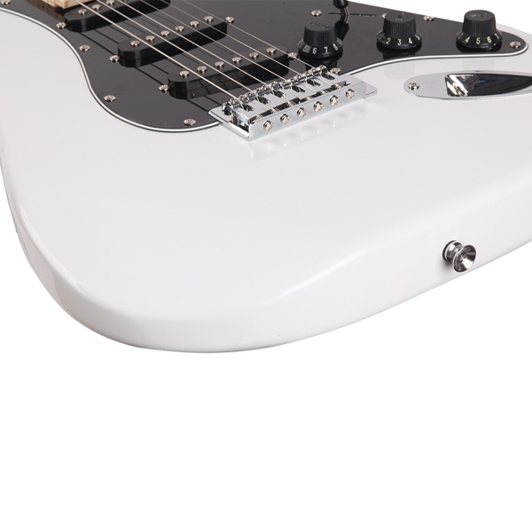 [Do Not Sell on Amazon] Glarry GST Stylish Electric Guitar Kit with Black Pickguard White