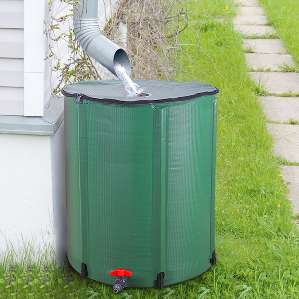66 Gallon Folding Rain Barrel Water Collector Green 