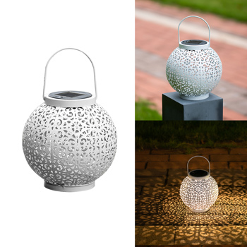  Outdoor Solar Charging Lantern Hollowed Pattern Landscape Lamp Waterproof Hanging Decoration Lamp