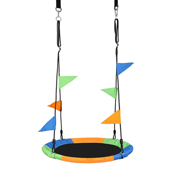 Round Indoor Outdoor Saucer Tree Swing Set with Waterproof Oxford Cloth and Adjustable Ropes for Kids Adults and Teens 40 Inch Colorful
