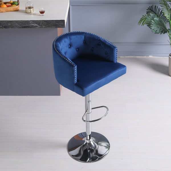 GIVENUSMYF European Bar Stool Set of 2, Adjustable Bar Stool with Backrest, Velvet Swivel Bar Stool, suitable for living room, dining room, bar