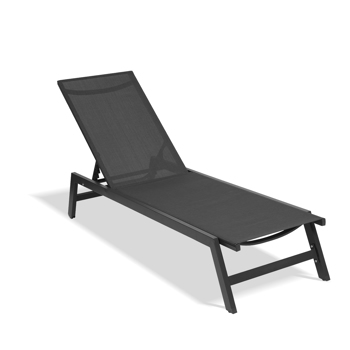 Outdoor Chaise Lounge Chair,Five-Position Adjustable Aluminum Recliner,All Weather For Patio,Beach,Yard, Pool(Grey Frame/Black Fabric) [Sale to Temu is Banned.Weekend can not be shipped, order with ca