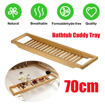 Bamboo Wood Bath Tub Rack Bathroom Shelf Tidy Tray Storage Caddy Organiser Gift