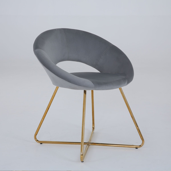 Modern velvet dining chair 1 set, upholstered upholstered chair, comfortable table and chairs, dressing chair, living room, bedroom, dining room vanity chair (gold base)