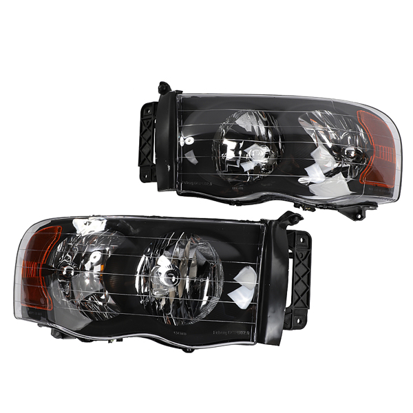 2pcs Front Left Right Headlights for Dodge Ram 1500 2500 3500 2002-2005 Black