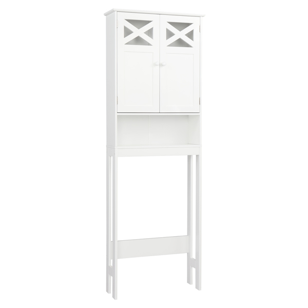 Double Door Fork Toilet Cabinet White