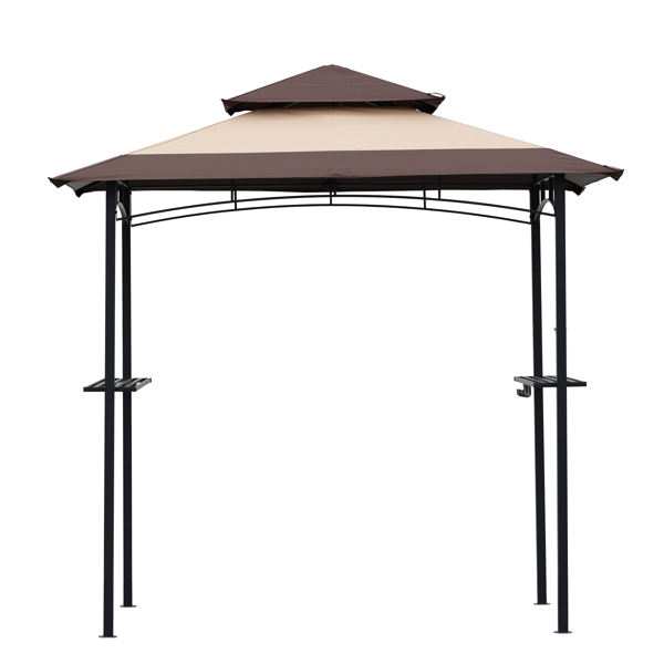  Outdoor Grill Gazebo 8 x 5 Ft, Shelter Tent, Double Tier Soft Top Canopy and Steel Frame with hook and Bar Counters