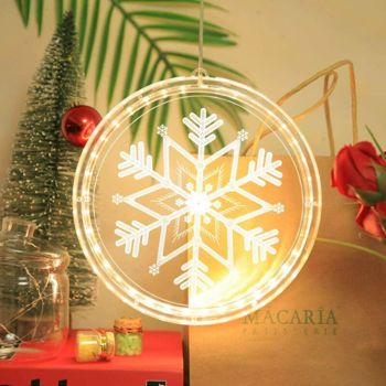 Christmas Snowflake Round LED Light Up Hanging Window Lamp with Sucker Fairy Light