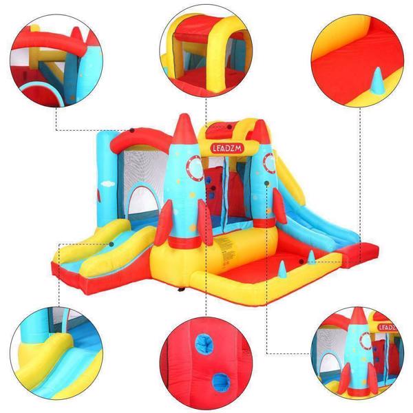 420D 840D Oxford cloth jump surface rocket with fan inflatable castle n001