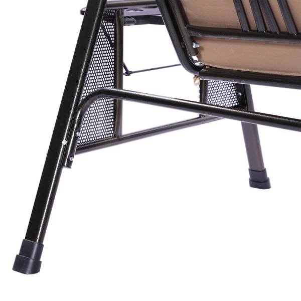 3 Persons Luxury Outdoor Porch Swing Chair With Cup Holders, Cushions, Pillows, Canopy Adjustable