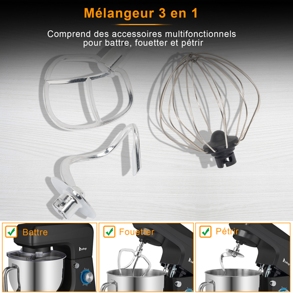 SM-1511X 欧规 7L 厨师机 230.00V 660.00W 搅拌锅不带手柄 不锈钢ABS 黑色注塑 揉面打浆打蛋打奶油-14