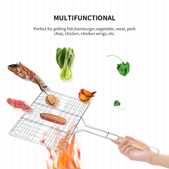 Portable BBQ Grilling Basket Nonstick Barbecue Grill Basket Tools Grill Mesh