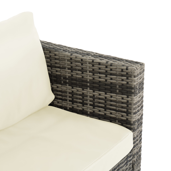 4-Seater Chaise Corner Sofa Gray Gradient Rattan Beige Cushion Rattan