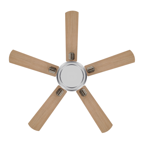 Ridgeyard 52 inch LED Indoor Brushed Nickel Ceiling Fan with Light Kit and Remote Control Low Profile Ceiling Fan (5 Fan Blades)