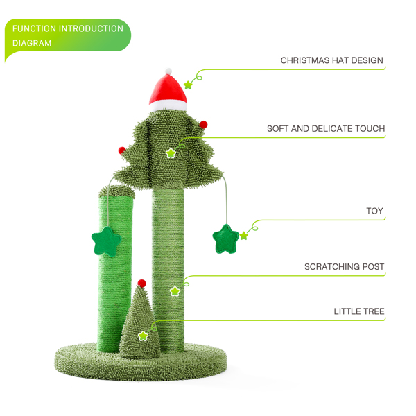 Cactus Cat Scratching Post with Natural Sisal Ropes, Cat Scratcher for Cats and Kittens