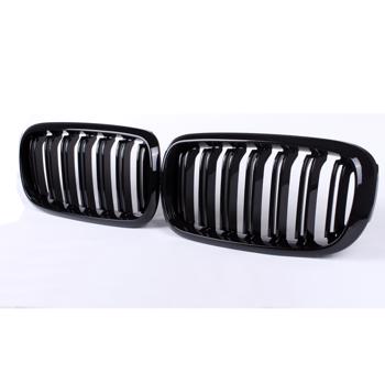 LEAVAN Gloss Black Dual Front Kidney Grille for 14-18 BMW X5 X6 F15 F16 X5M X6M