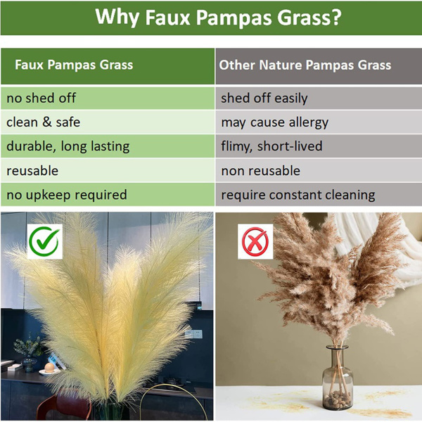 3PCS-43 inch Pampas Grass Decor Tall-Pompous Grass Large-Fluffy Artificial Pampas Grass-Fake Pampas Grass -Pompous Grass-Dried Pampas Grass